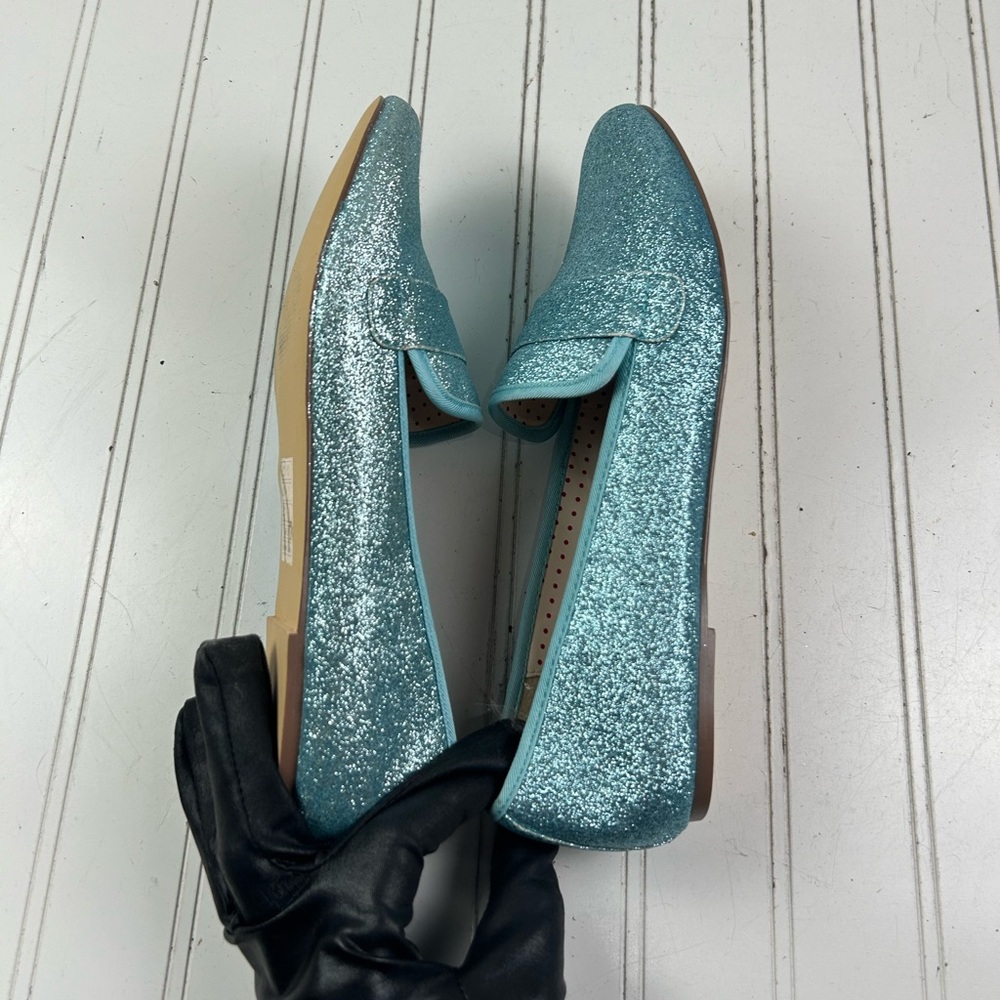 But Another Innocent Tale Aqua Blue Glitter Slip-On Loafers Womenโs Size 9 - Picture 8 of 10